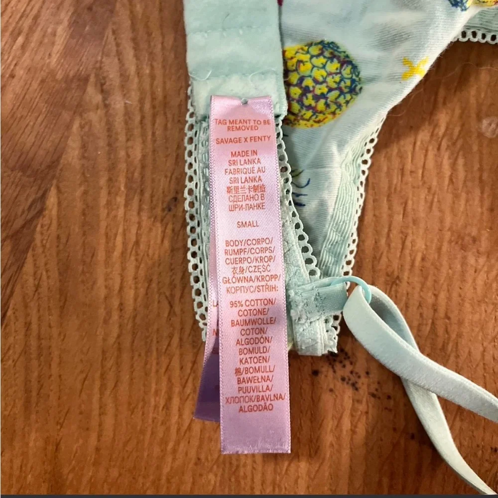 Savage x Fenty size S blue and yellow Pineapple Print Lace Trim Bralette